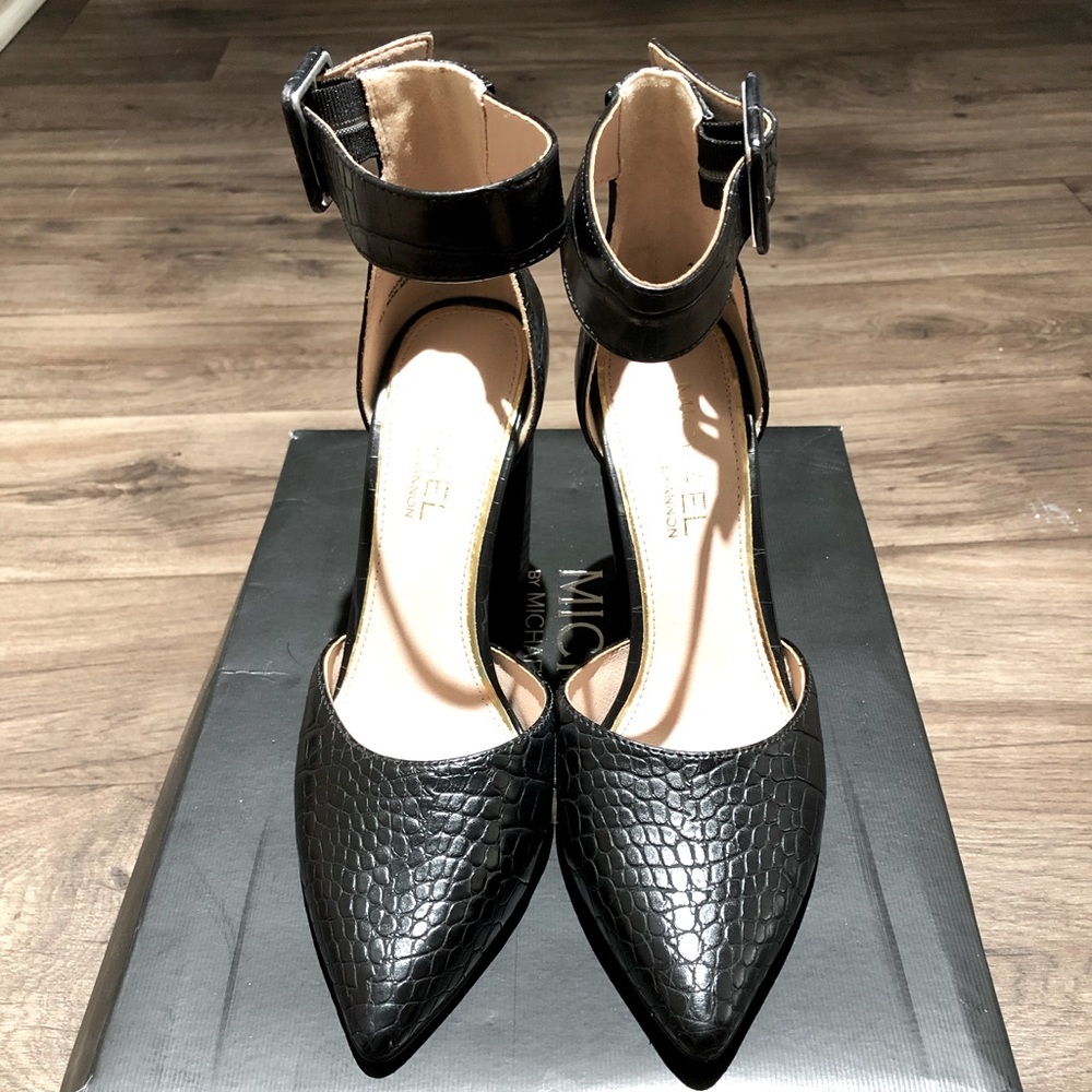 Black Ankle Strap Pointed Toe Heels